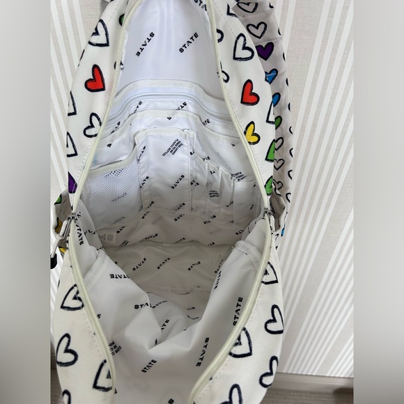 STATE Bags Kane Kids Travel Backpack in the Rainbow Hearts Print Travel School - Picture 9 of 12